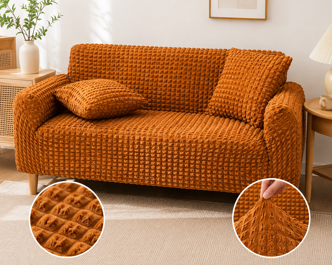 Camel Skin Premium Turkish Bubble Stretch Sofa Cover
