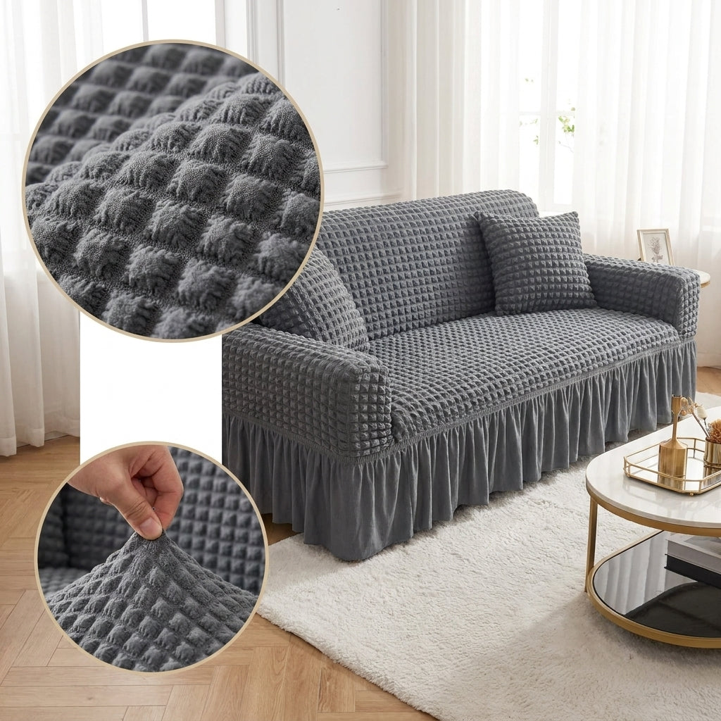 Grey Premium Turkish Bubble Stretch Sofa Cover