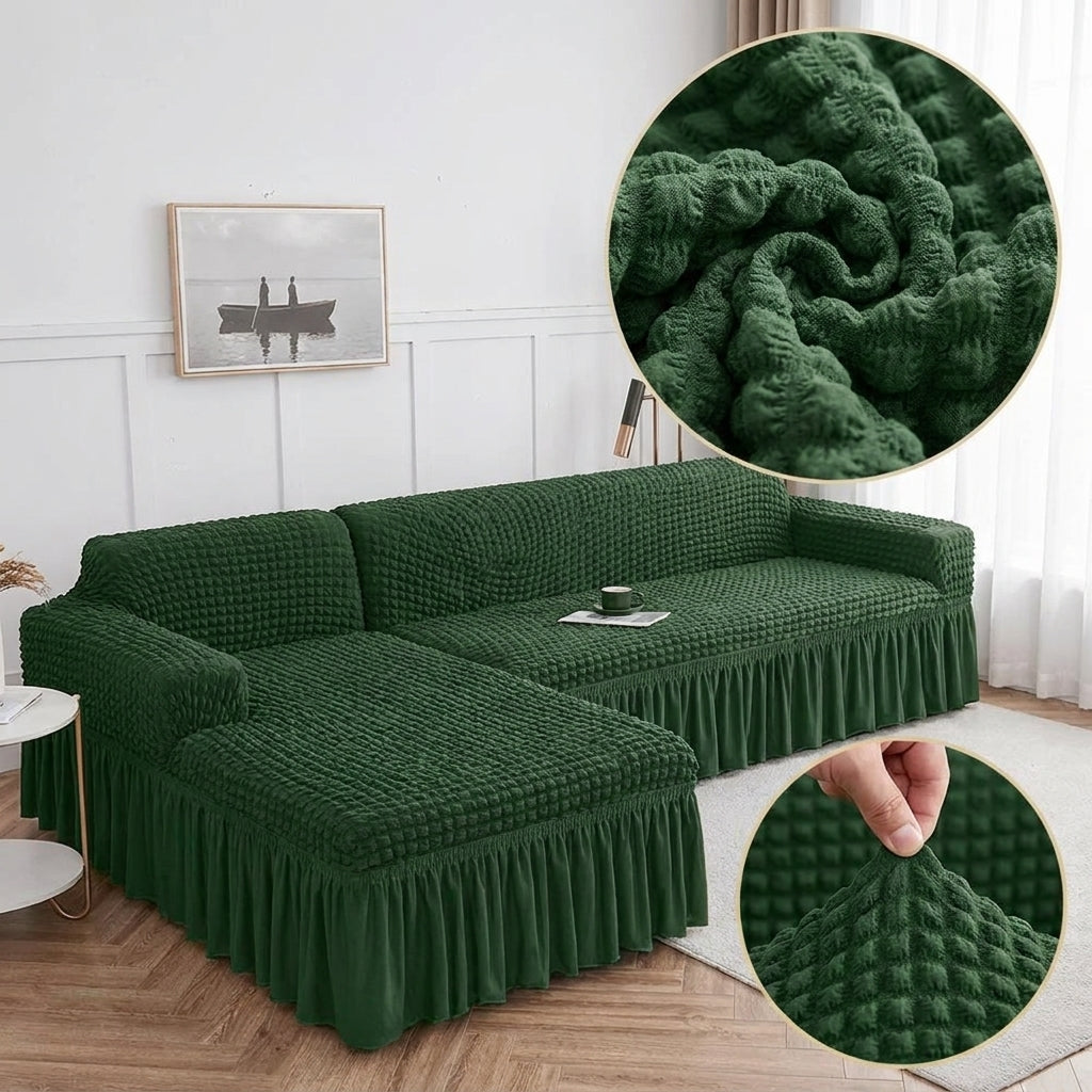 Green Premium Turkish Bubble Stretch Sofa Cover