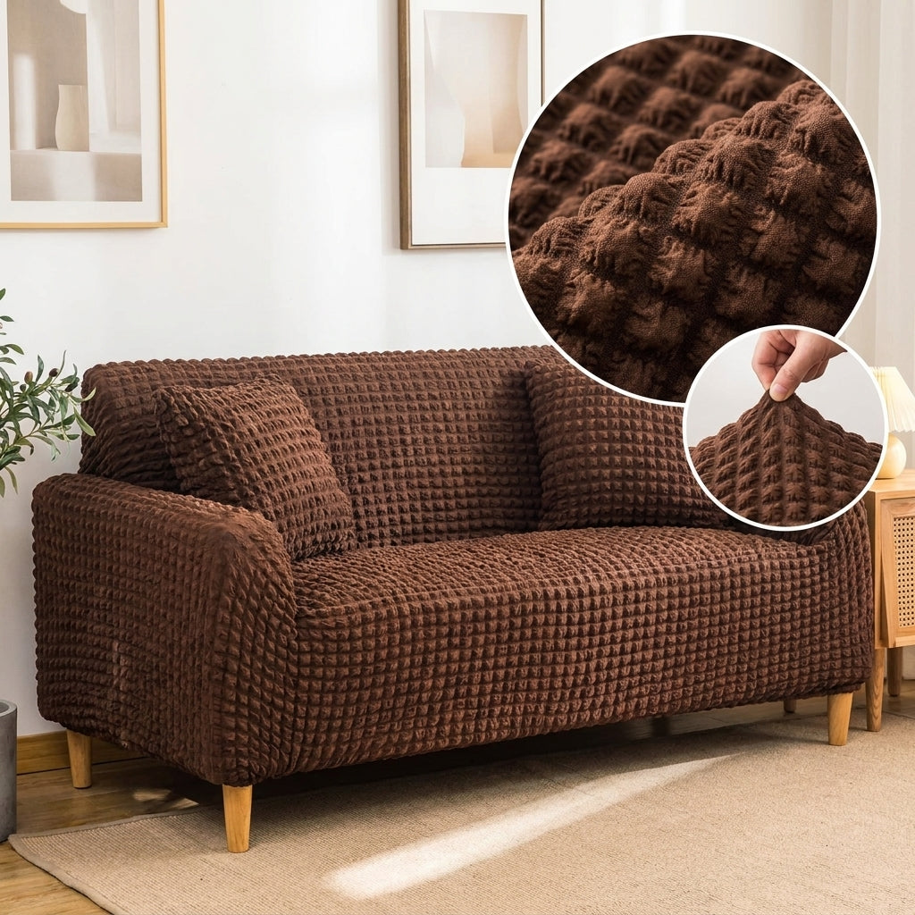 Brown Premium Turkish Bubble Stretch Sofa Cover