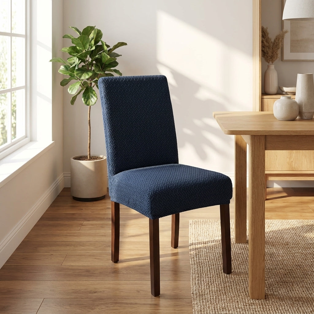 Blue Premium Diamond Velvet Stretch Chair Cover