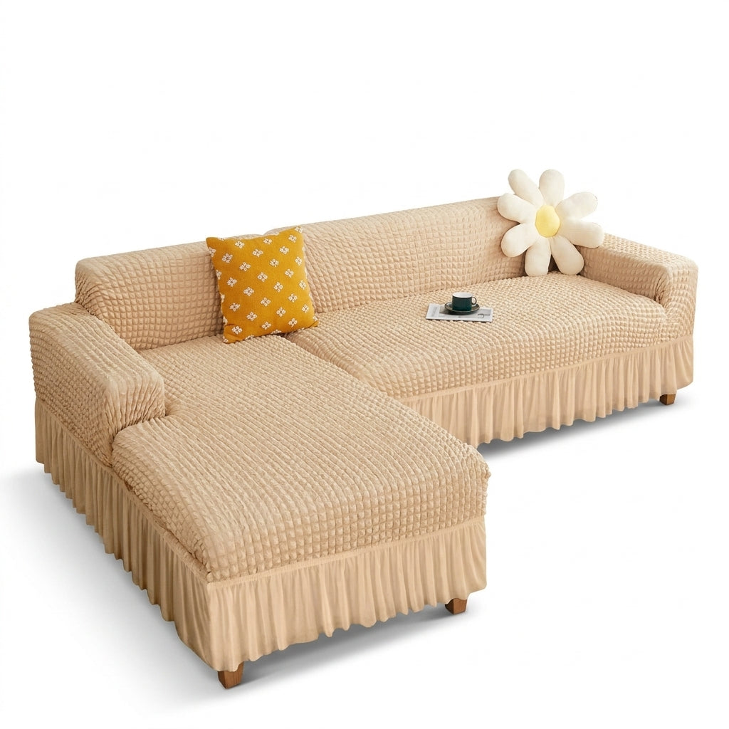 Cream Premium Turkish Bubble Stretch Sofa Cover