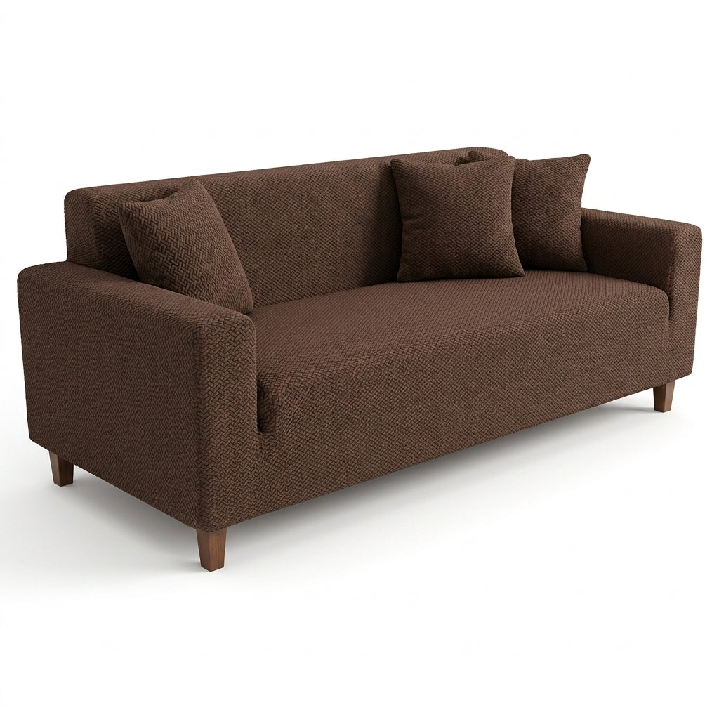 Brown Premium Diamond Velvet Stretch Sofa Cover