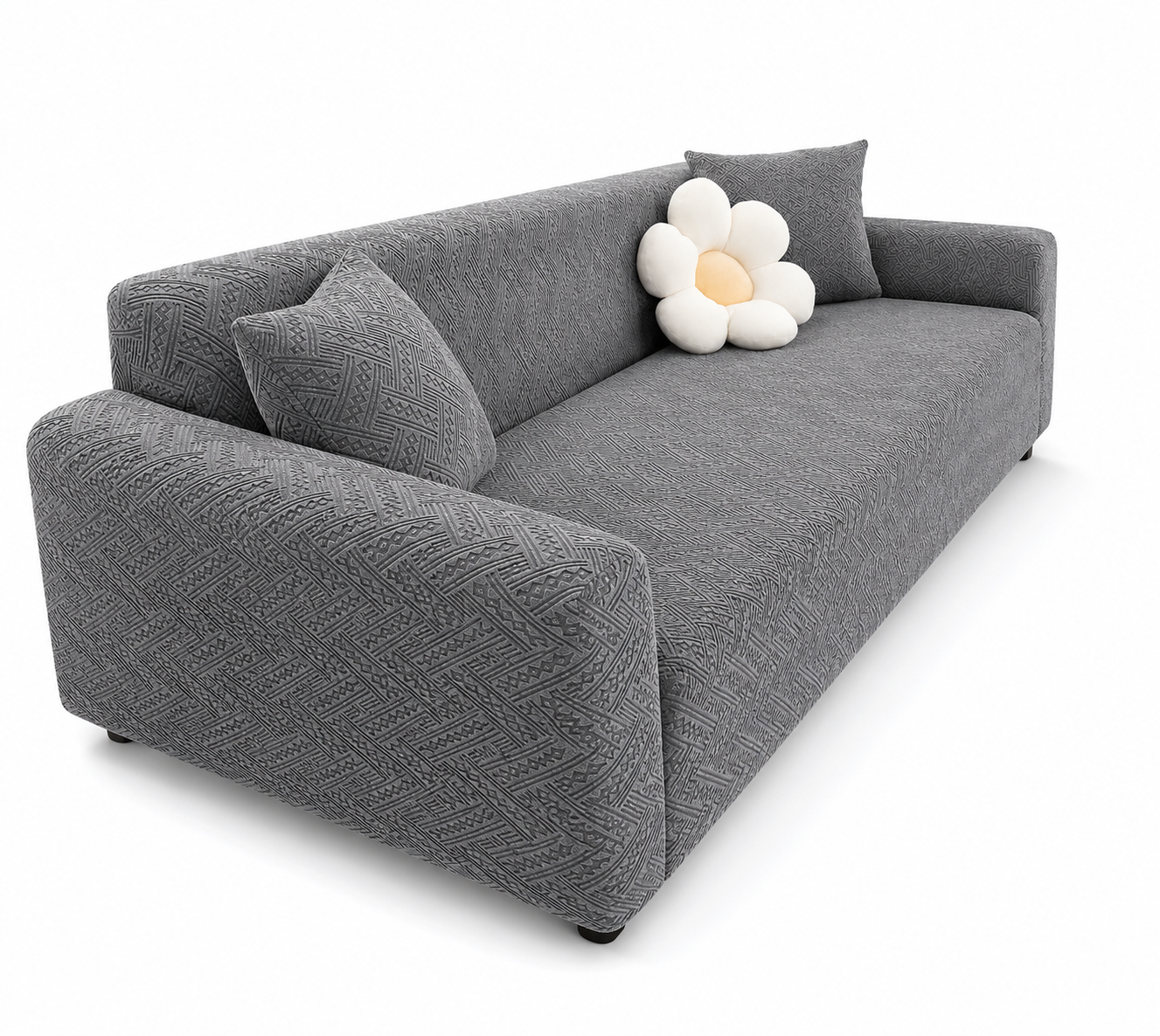 Grey| Flower Palchi Style Sofa Cover