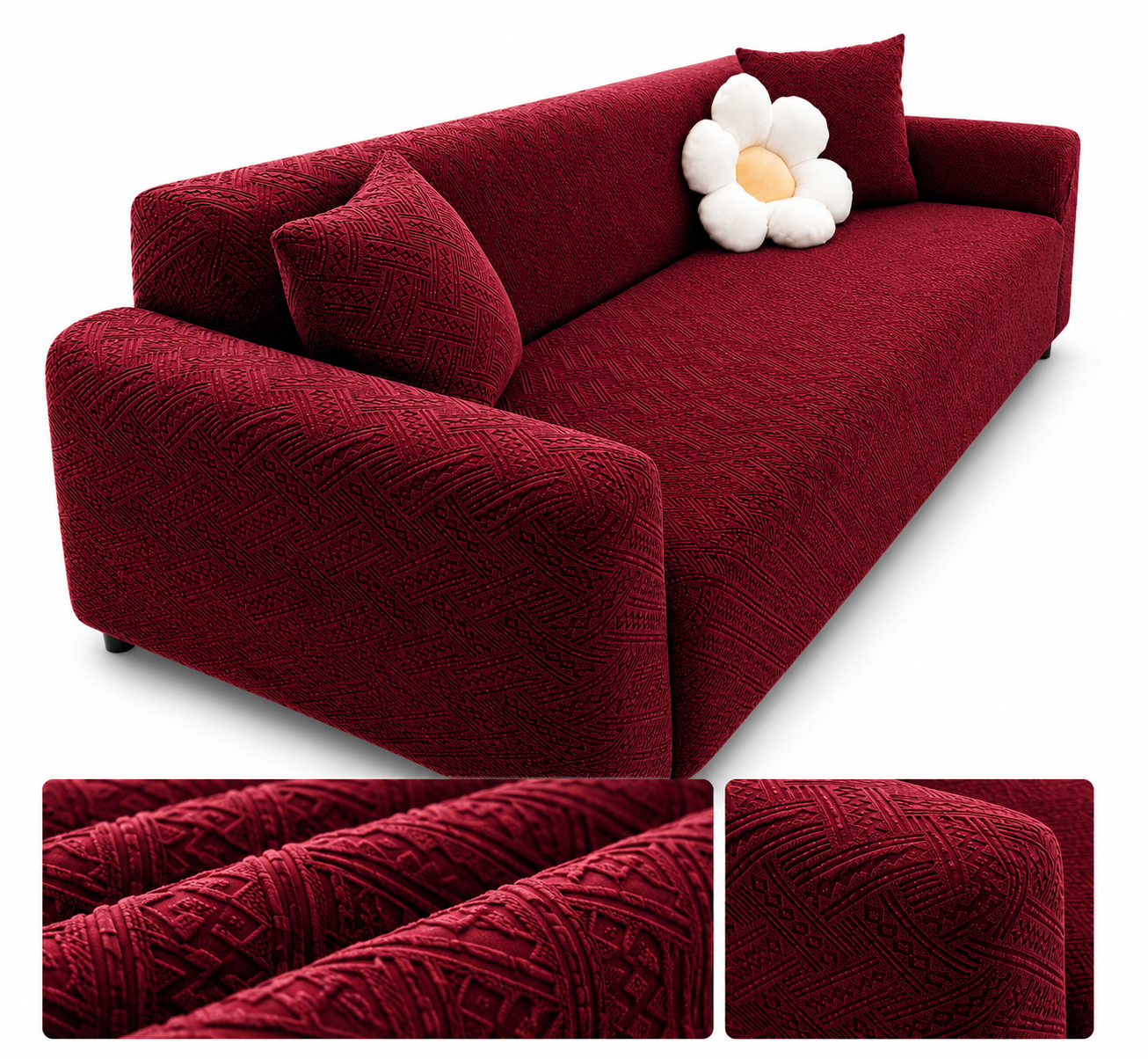Mahroon | Flower Palchi Style Sofa Cover