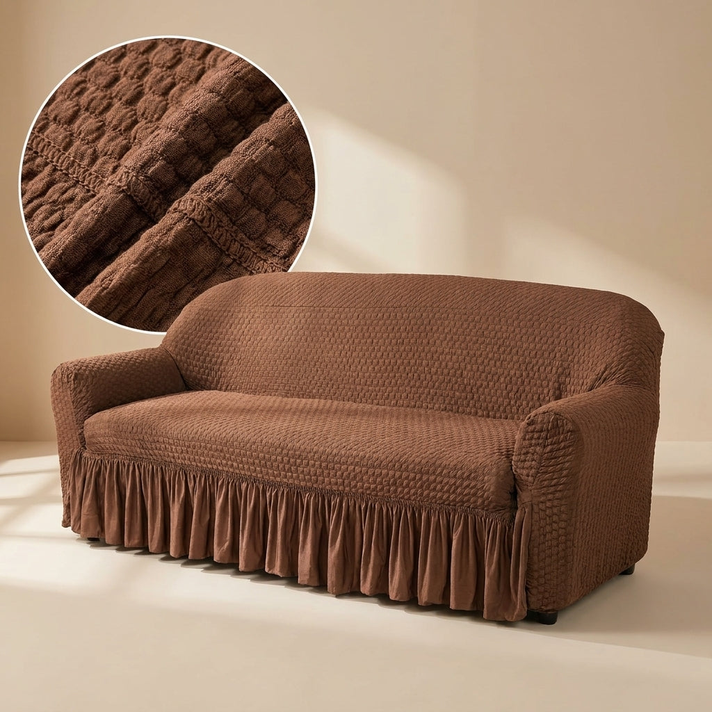 Brown Premium Butterfly Fabric Stretch Sofa Cover