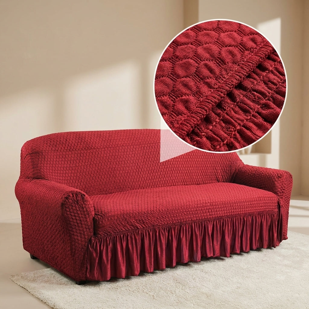 Burgundy Premium Butterfly Fabric Stretch Sofa Cover