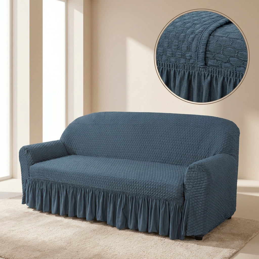 Grey Premium Butterfly Fabric Stretch Sofa Cover
