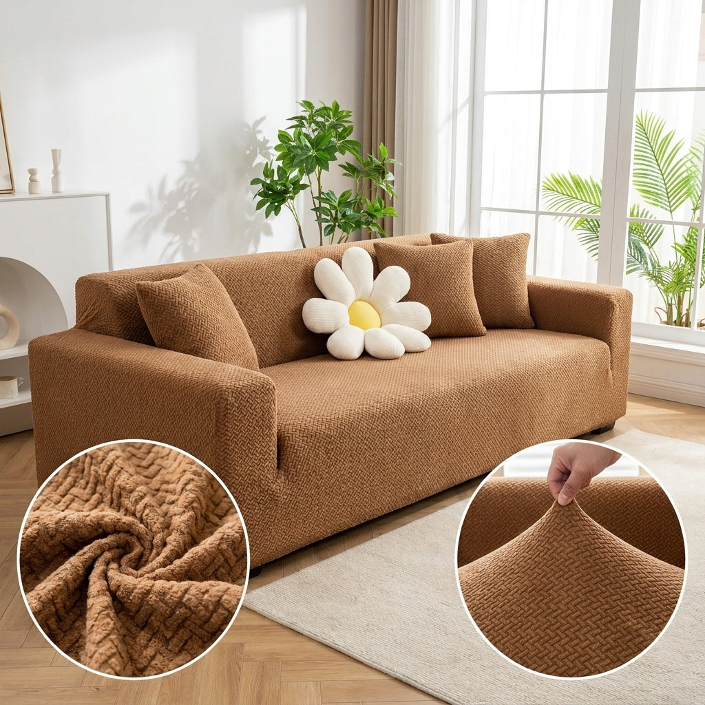 Camel Skin Premium Diamond Velvet Stretch Sofa Cover