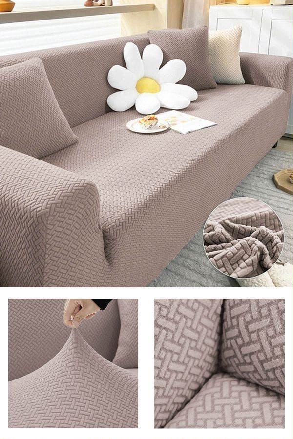 White Premium Diamond Velvet Stretch Sofa Cover