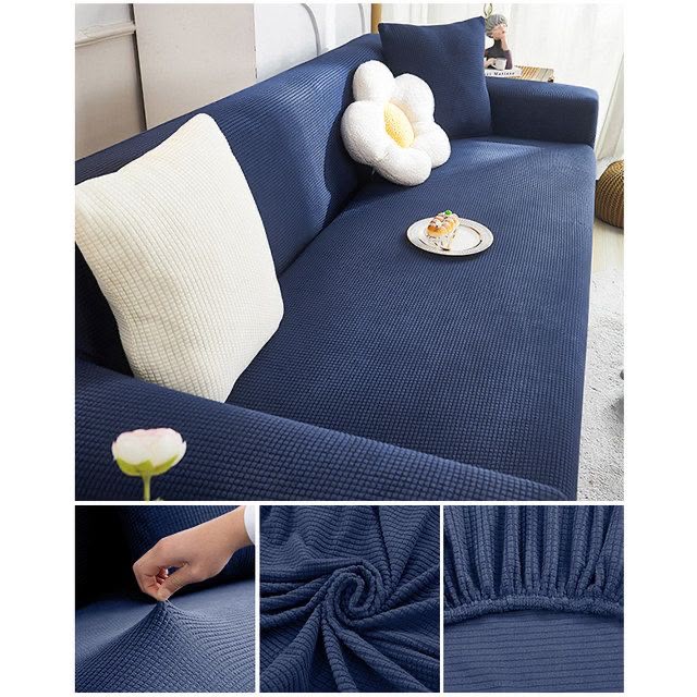 Blue Premium Diamond Velvet Stretch Sofa Cover