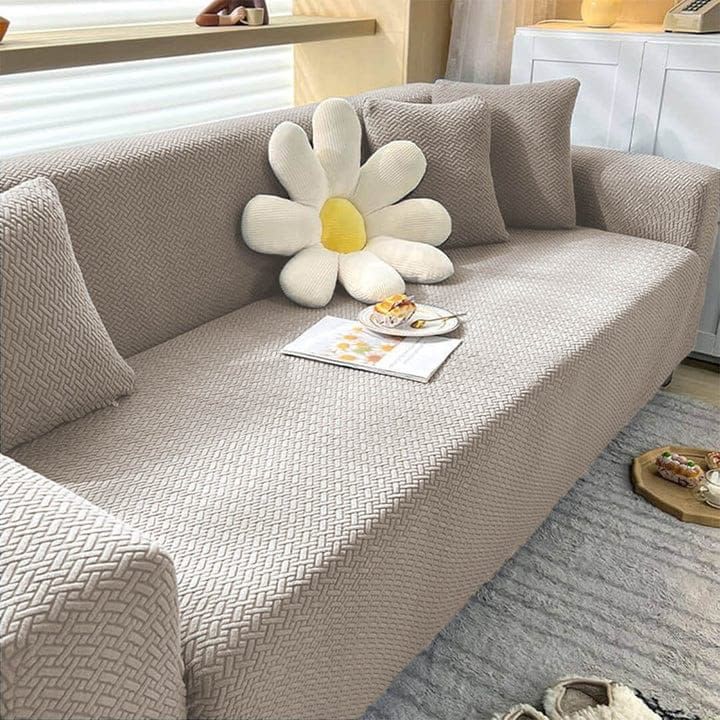 White Premium Diamond Velvet Stretch Sofa Cover