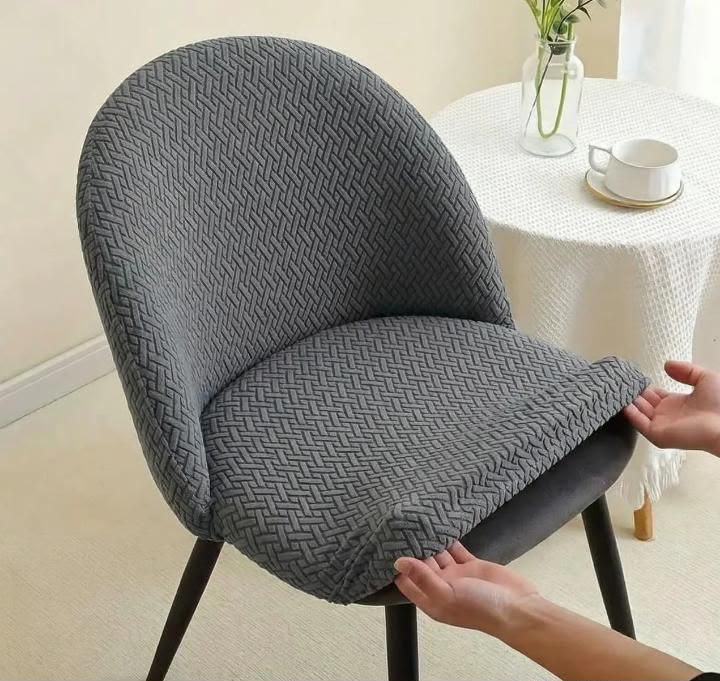 Gray Premium Diamond Velvet Stretch Chair Cover