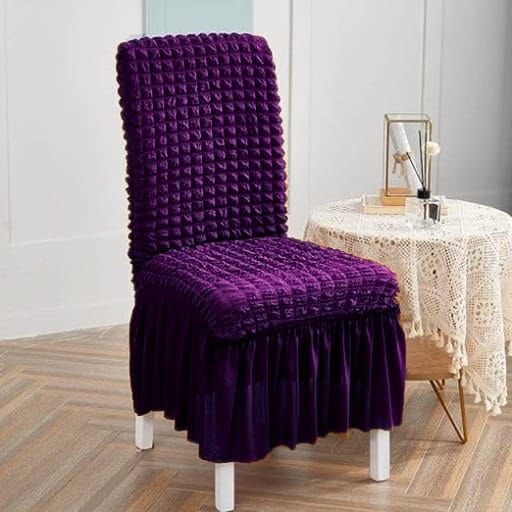 Purple Premium Turkish Bubble Stretch Chair Cover