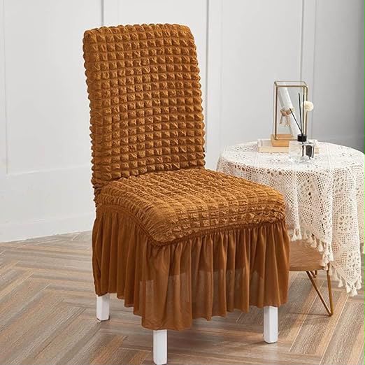 Light Brown Premium Turkish Bubble Stretch Chair Cover
