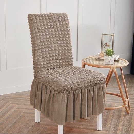 Beige Premium Turkish Bubble Stretch Chair Cover