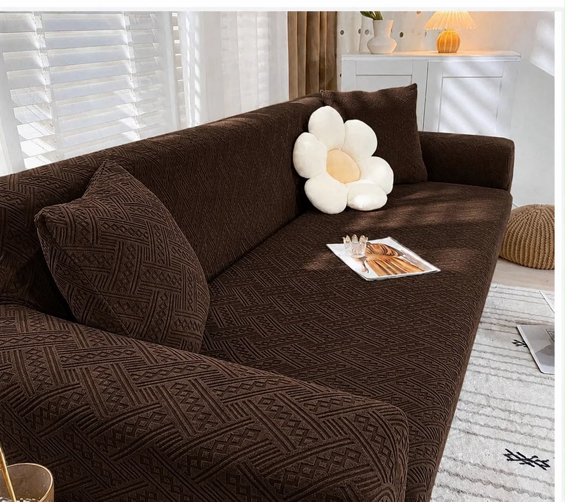 Dark Brown | Flower Palchi Style Sofa Cover