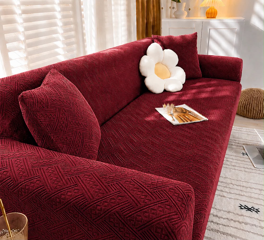 Mahroon | Flower Palchi Style Sofa Cover