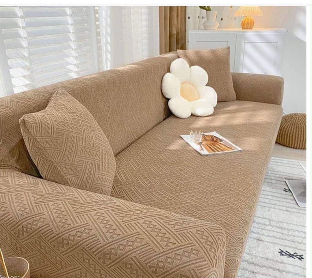 Beige| Flower Palchi Style Sofa Cover